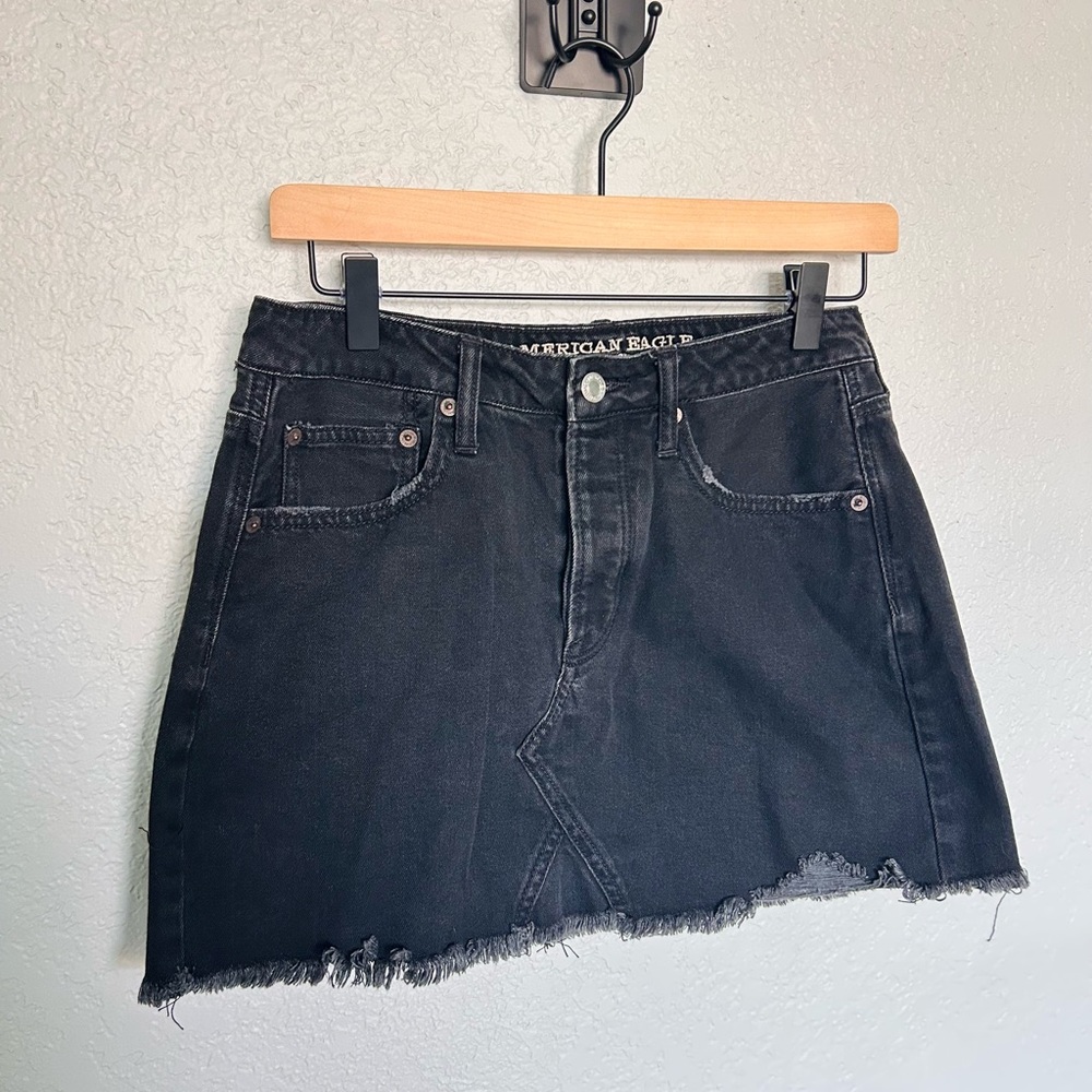 American Eagle Outfitters Distressed Black Mini Skirt